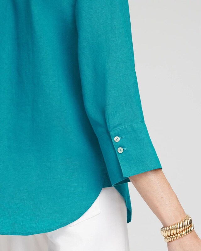 No Iron Linen 3/4 Sleeve Shirt - image 4